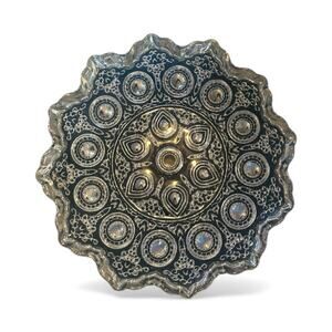 Turkish Glass Handmade Decorative Plate with Silver Overlay by Azzurra